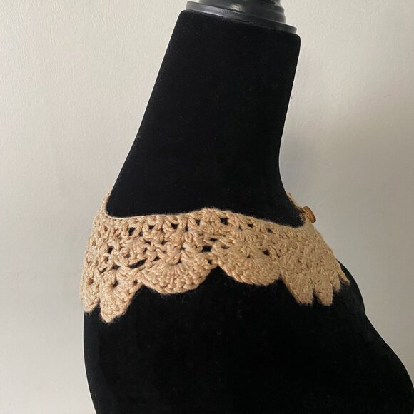 Handmade Crochet Gold Bamboo Rayon Cotton Collar Neckwear Accessory - Picture 5 of 6